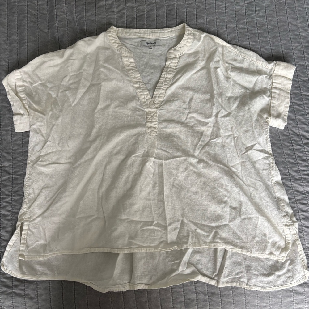 Madewell Cream Short Sleeve Blouse